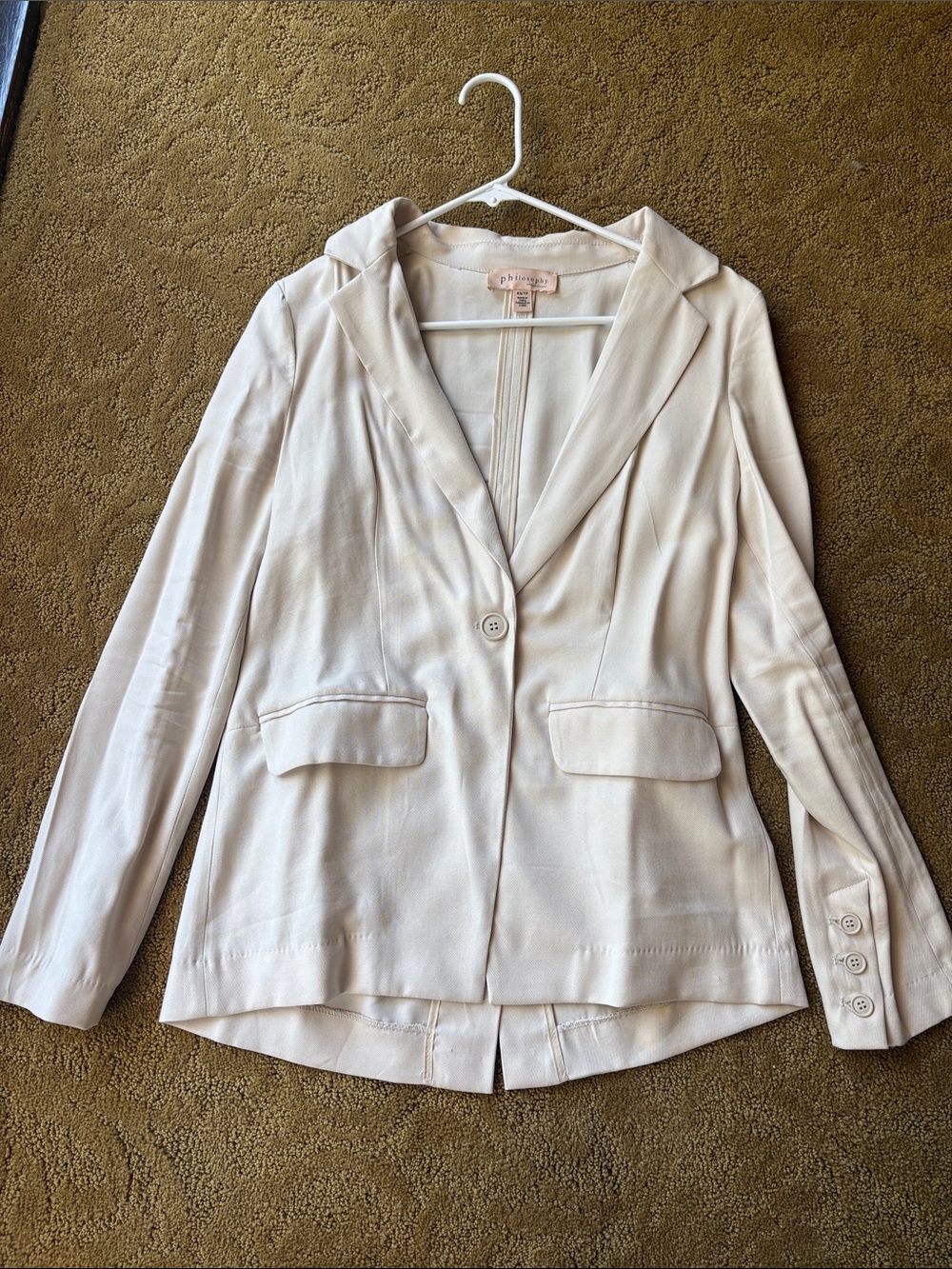 Philosophy Light Cream Single-Button Notch Lapel Blazer